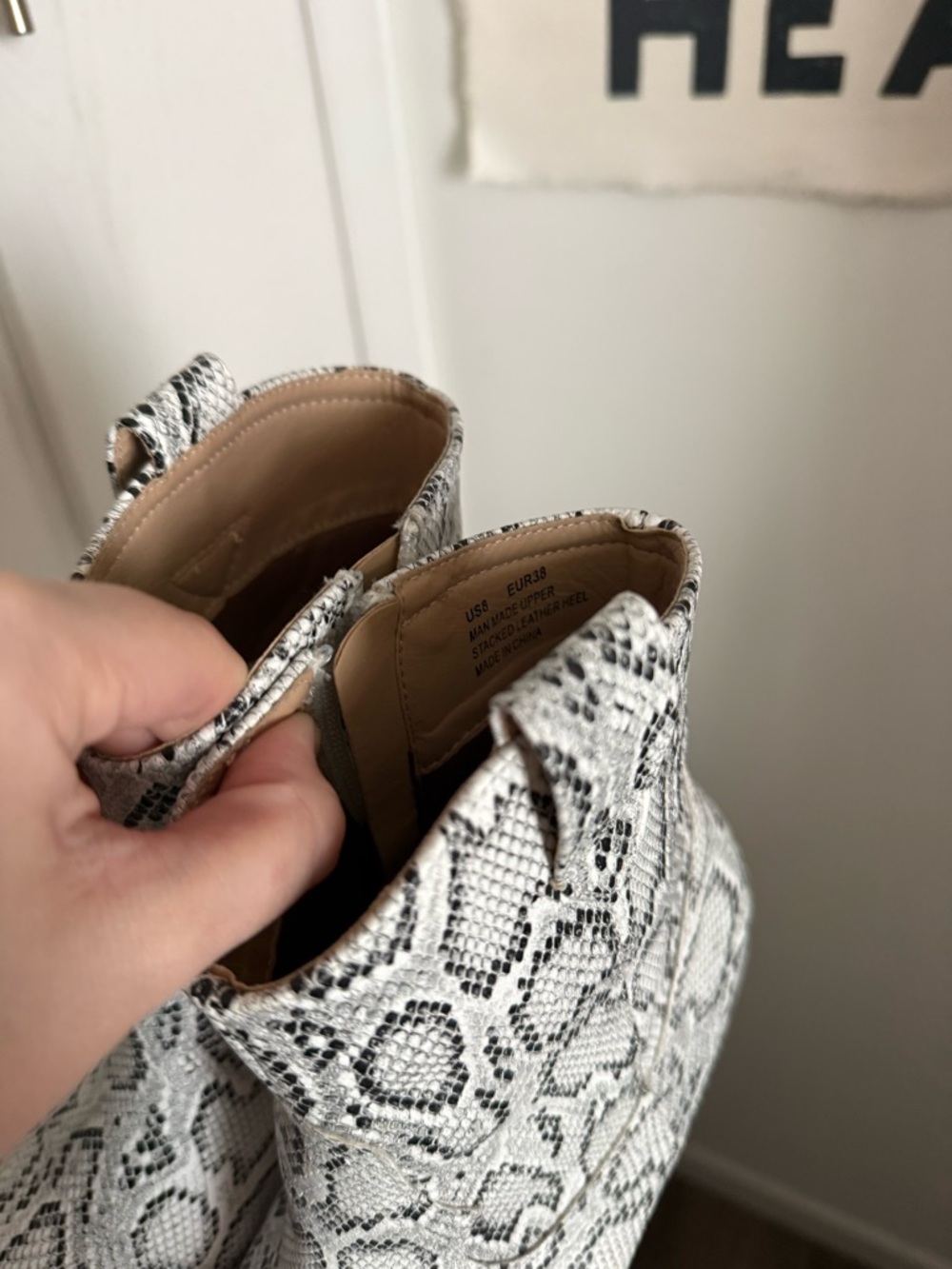Snake-Print Western Ankle Boot in White and Black - Picture 6 of 6